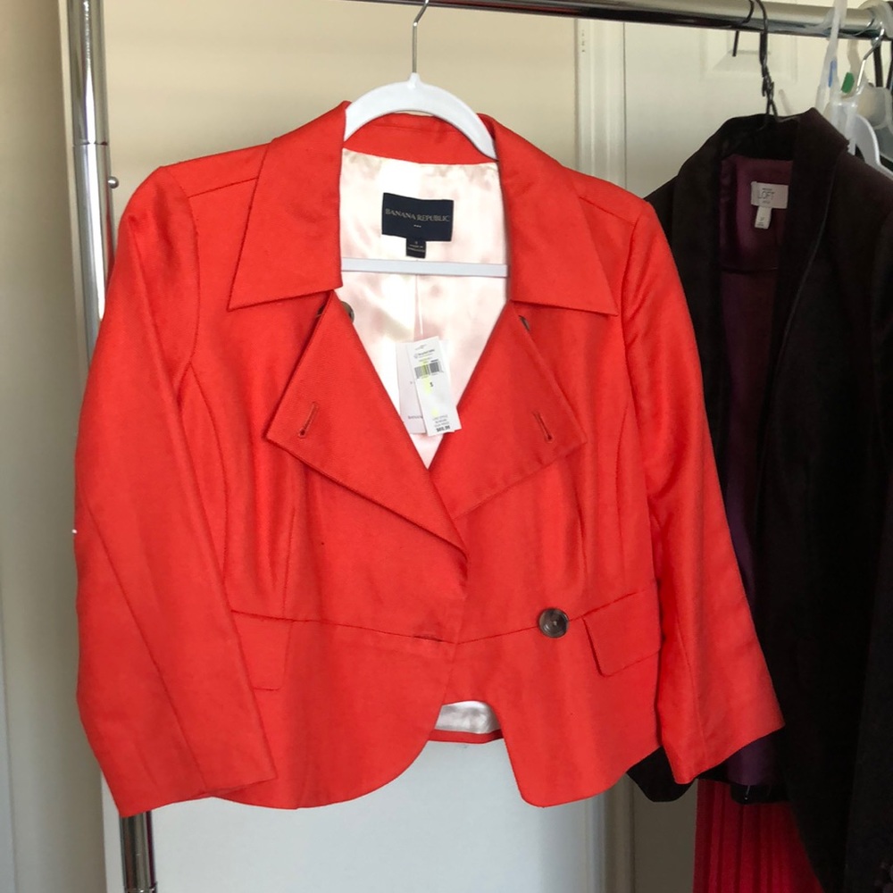 Red Orange Banana Republic blazer NWT